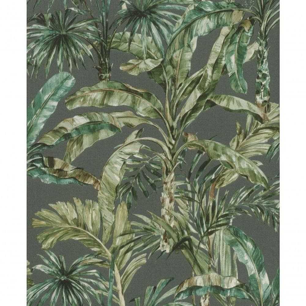 Papel De Parede Barbara Home Folhagem Verde E Cinza 485271