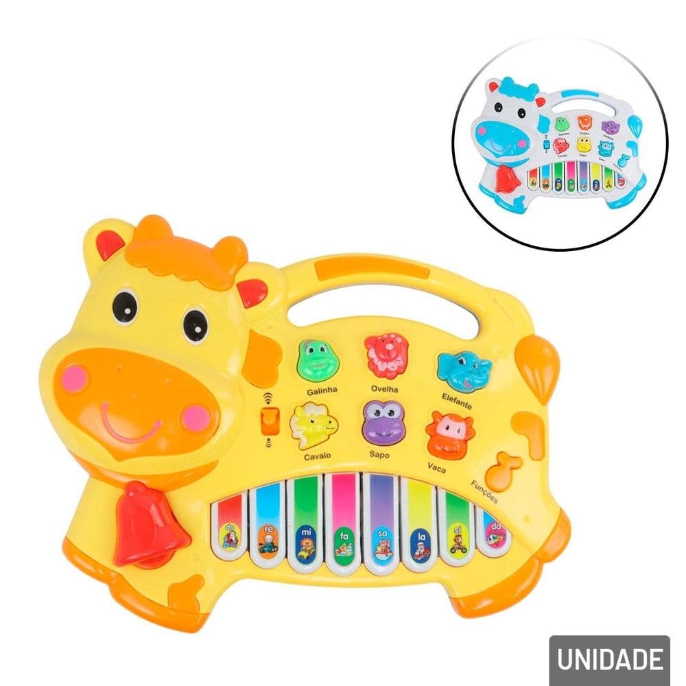 Teclado Musical Infantil Vaquinha Colors - Tudo em Caixa
