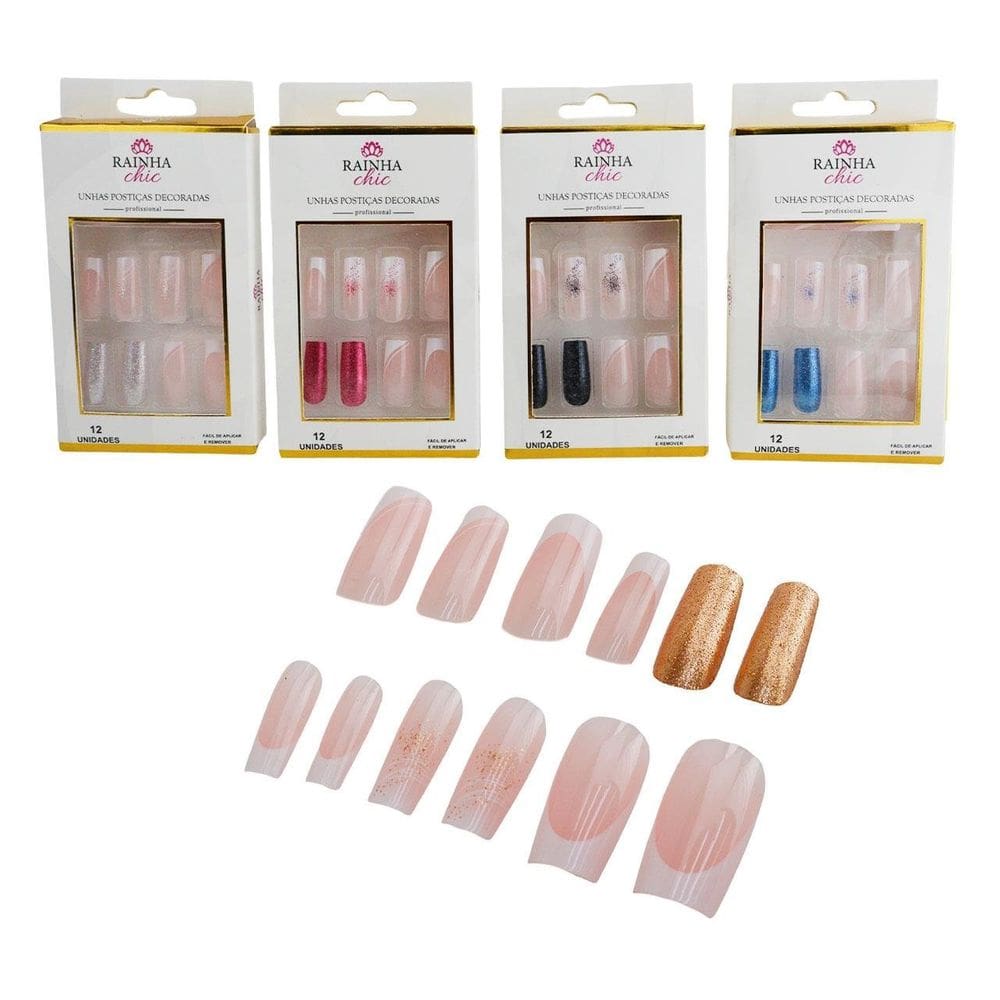 Unhas Postiças 12 Peças Bailarina Decorada Colors - Tudo em Caixa