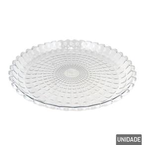Bandeja de Plástico 38cm Redonda Texturada - Tudo em Caixa
