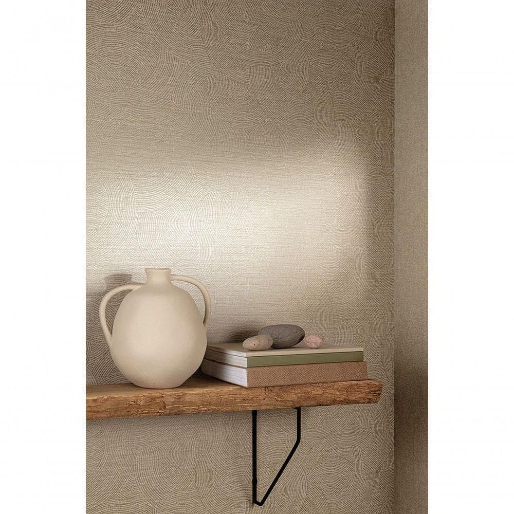 Papel De Parede Belize Geométrico Bege E Dourado Ph3305