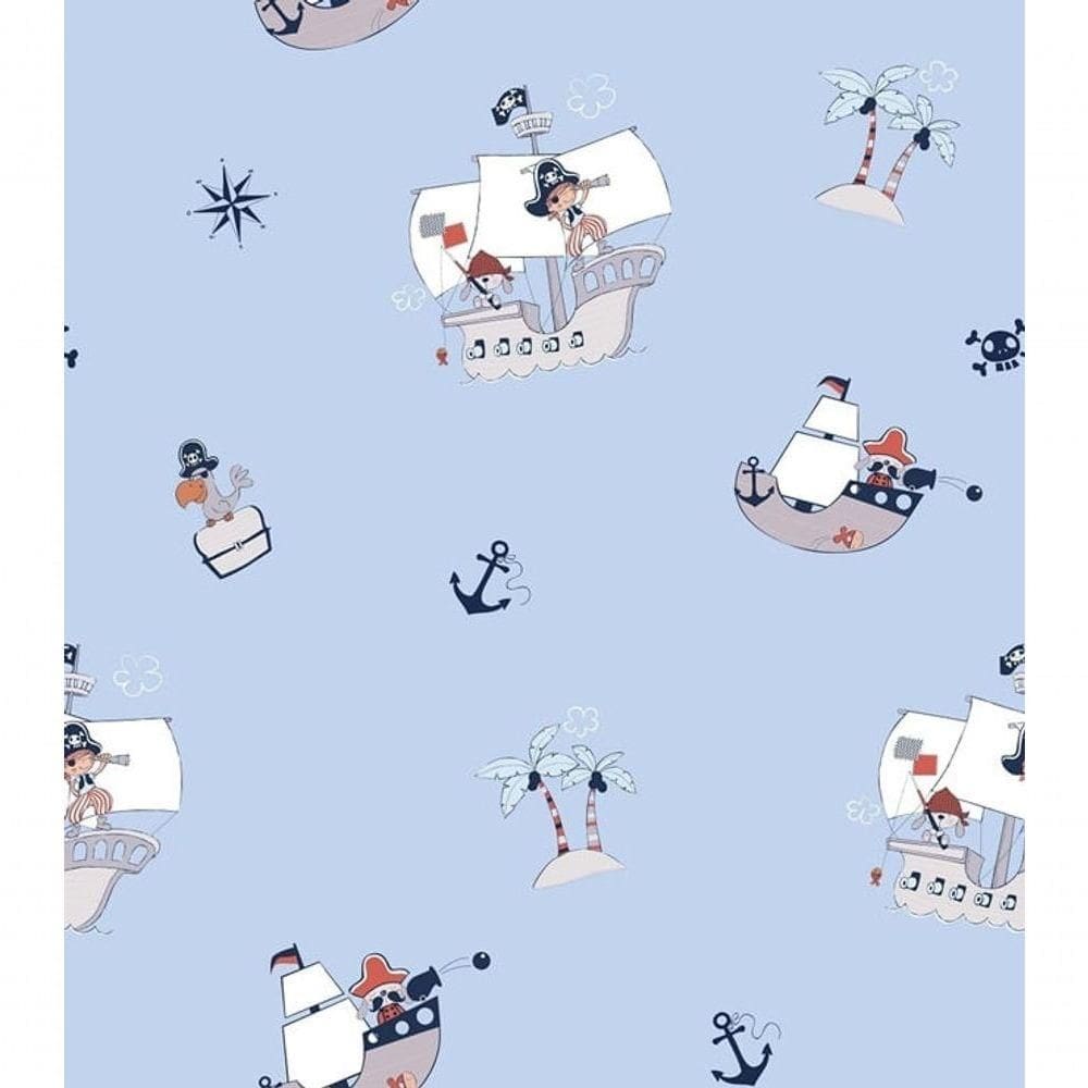 Papel De Parede Treboli Azul Piratas 5831 - Rolo 10m X 0,53m