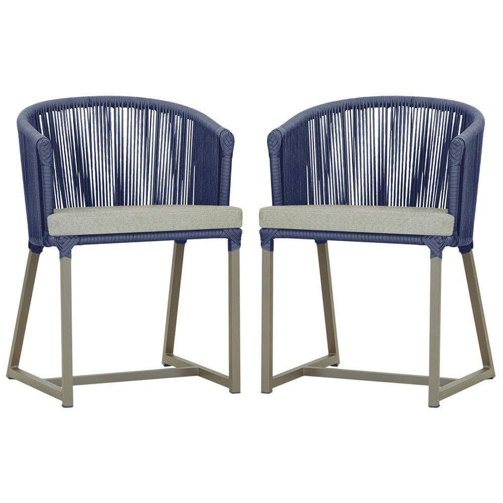 2 Cadeiras De Jantar Noronha Fendi Corda Náutica E3 Trama Azul
