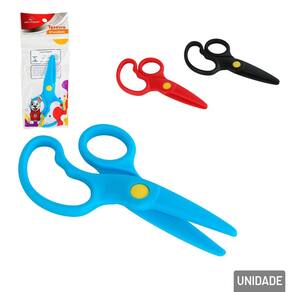 Tesoura de Plástico 12cm Escolar Infantil Colors - Tudo em Caixa