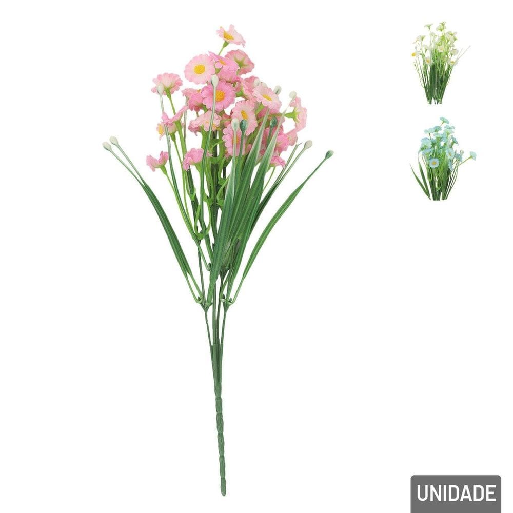 Buquê de Flores 36cm Artificial Crisântemo Color - Tudo em Caixa
