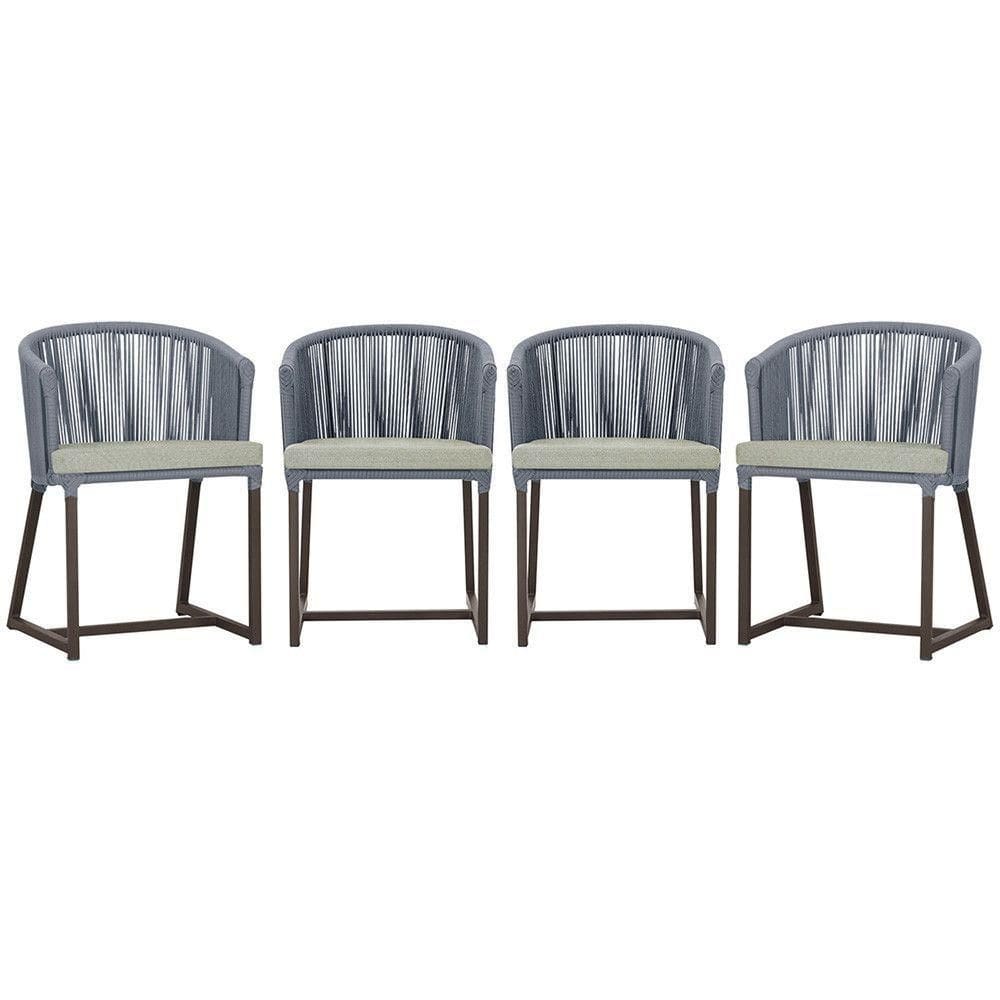 4 Cadeiras De Jantar Noronha Marrom Corda Náutica E3 Trama Prata
