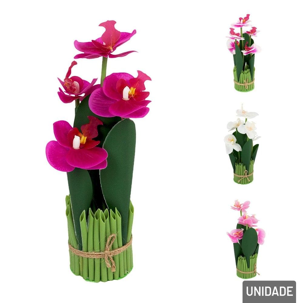 Vaso Decorativo de Plástico 27cm com Flores Color - Tudo em Caixa