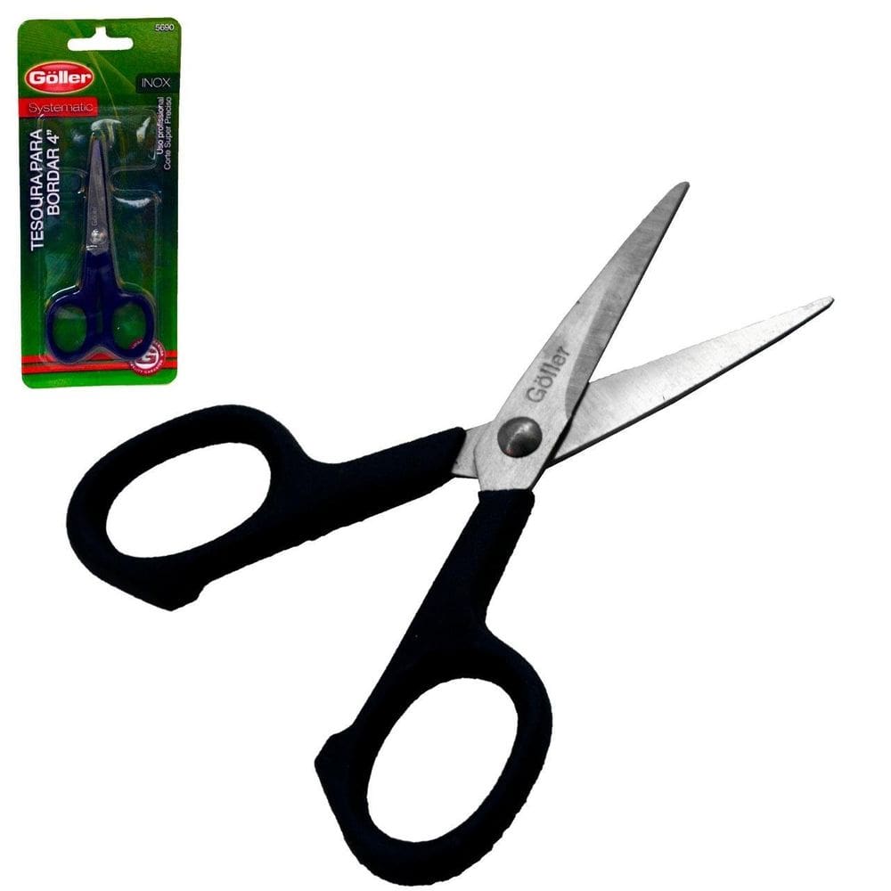 Tesoura de Inox 4" para Bordar - Cabo de Plástico - Tudo em Caixa