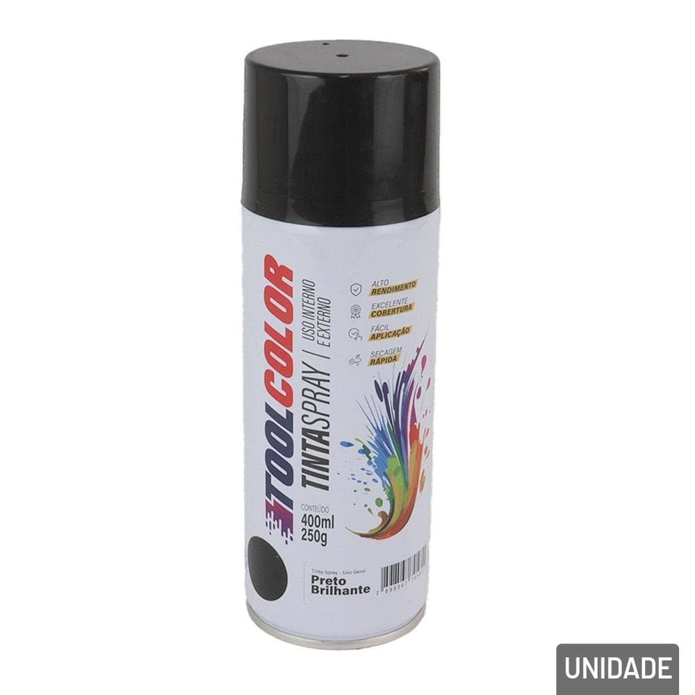 Tinta Spray USO Geral 400ml Preto Brilhante - Tudo em Caixa