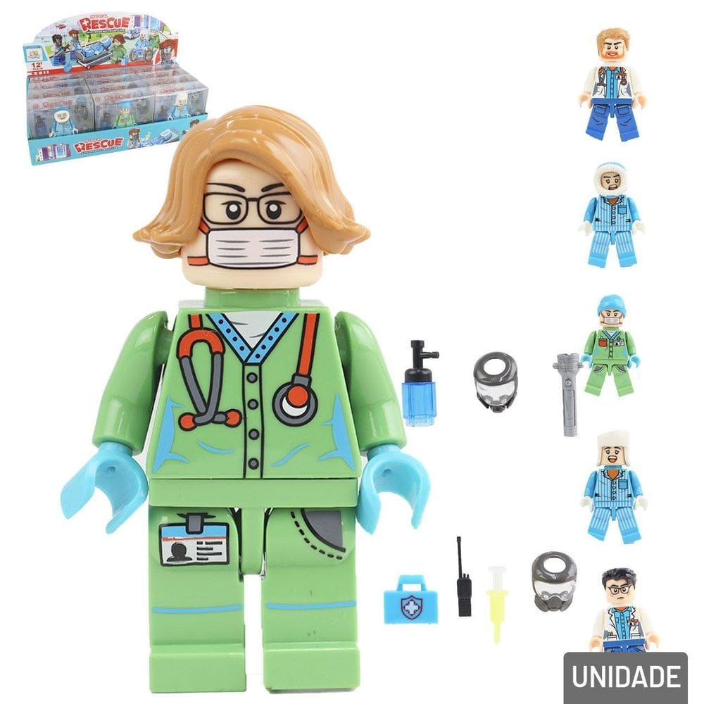 Boneco Monta e Desmonta Médico Acessórios - Tudo em Caixa