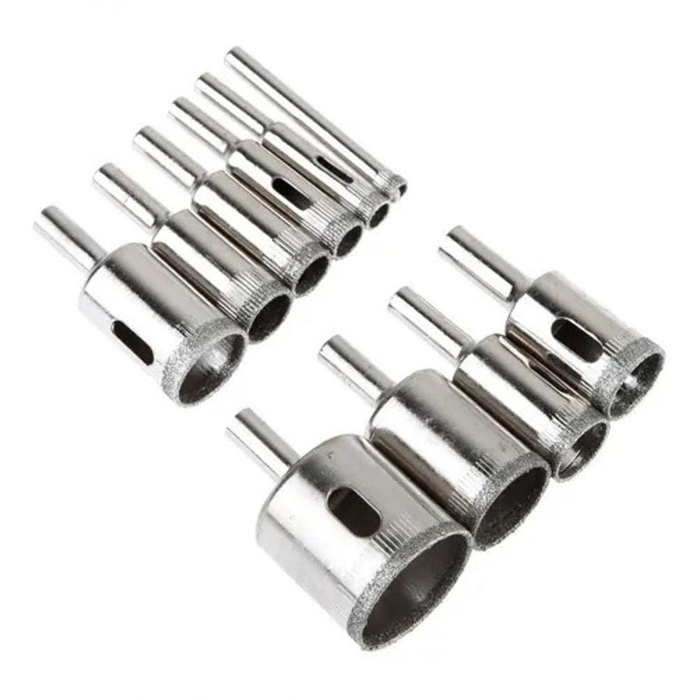 Kit 10 Brocas Diamantadas Corta Vidro Mármore Piso Cerâmica 6-30mm