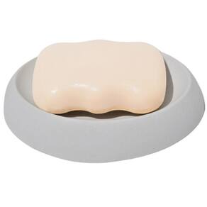 Saboneteira Porta Sabonete Banheiro Oval Luxo 12,5cm Em Cimento Cinza