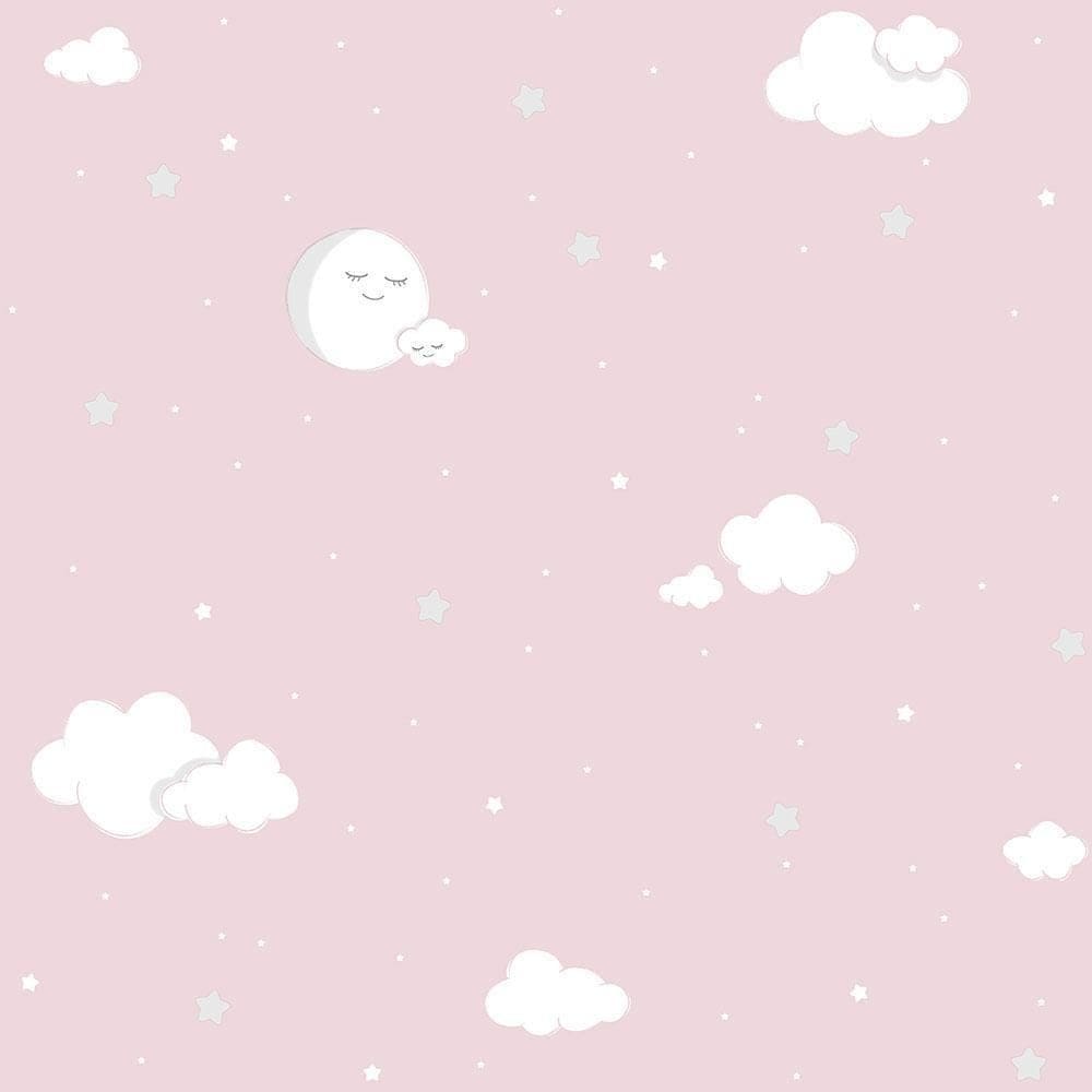 Papel De Parede Lullaby Lua Cheia Rosa 2212 - Rolo 10m X 0,53m