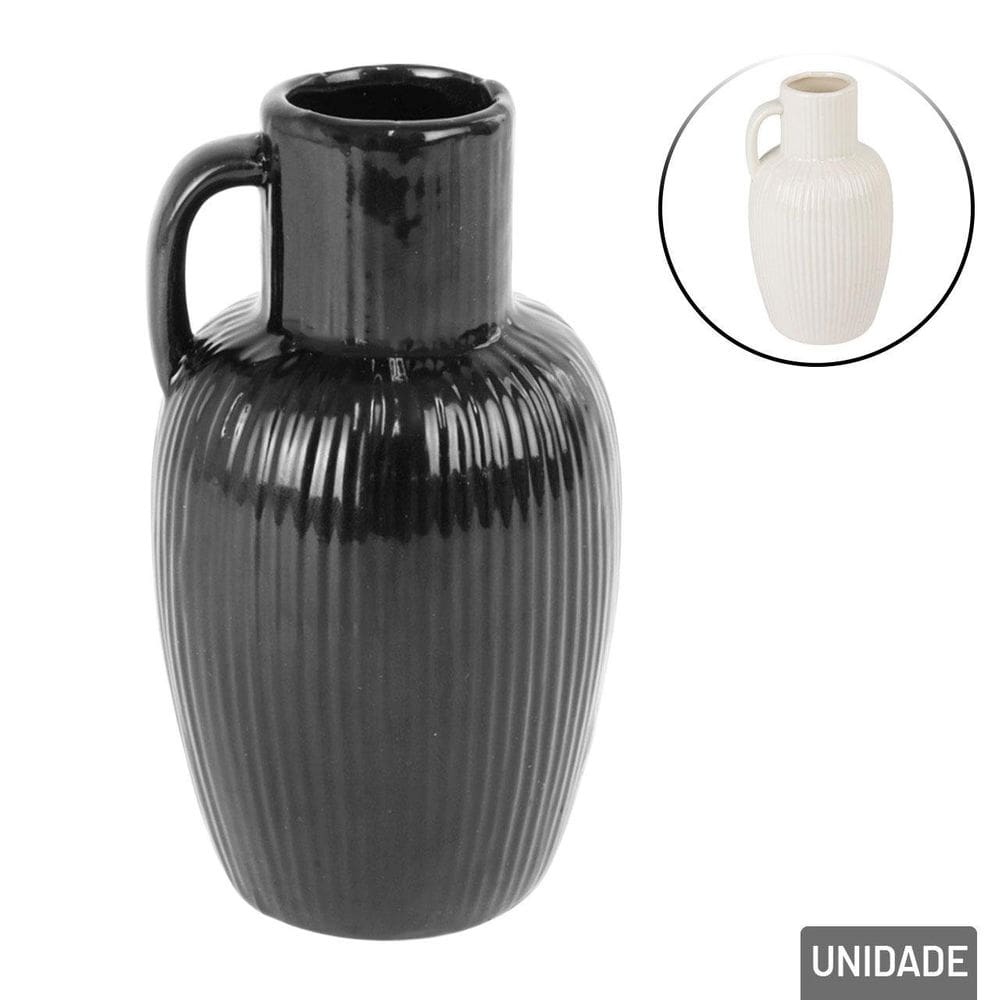 Vaso Decorativo de Cerâmica 12cm com Alça Color - Tudo em Caixa