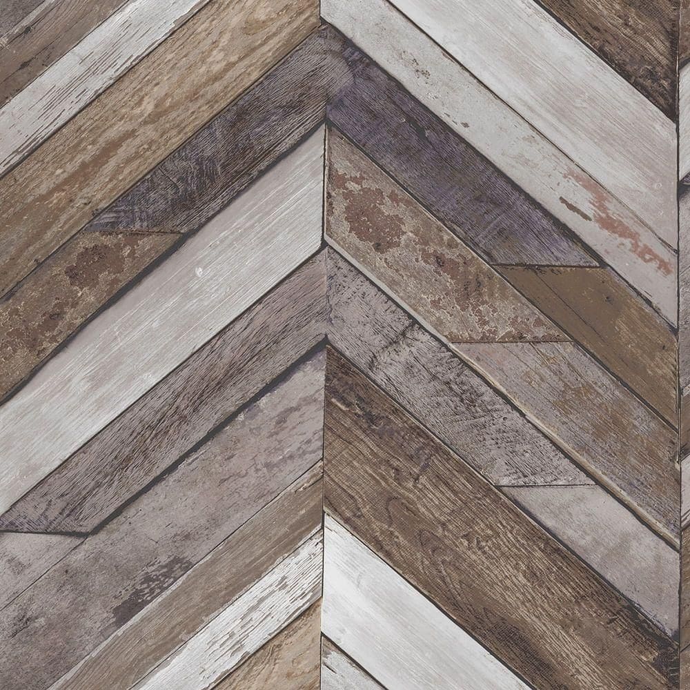 Papel De Parede Exposure Ep3402 Painel De Madeira Chevron - Rolo 10m X 0,53m