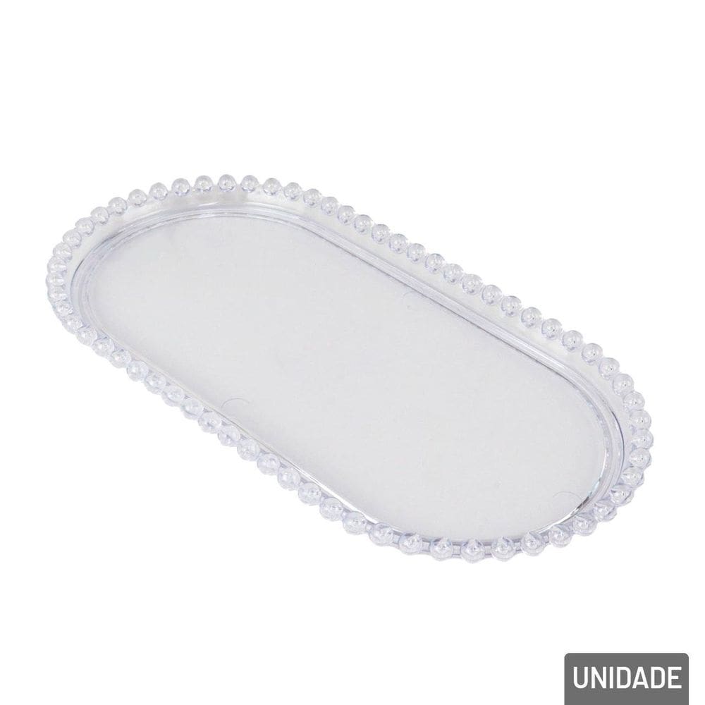 Bandeja Decorativa de Plástico 13x25,5cm Cristal - Tudo em Caixa