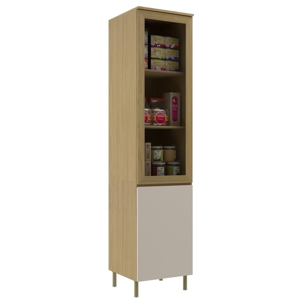Paneleiro 50Cm Vidro Florenca Moveis Sul Canary/Off White