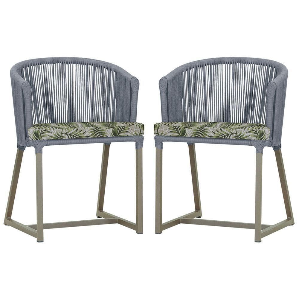 2 Cadeiras De Jantar Noronha Fendi Corda Náutica E5 Trama Prata