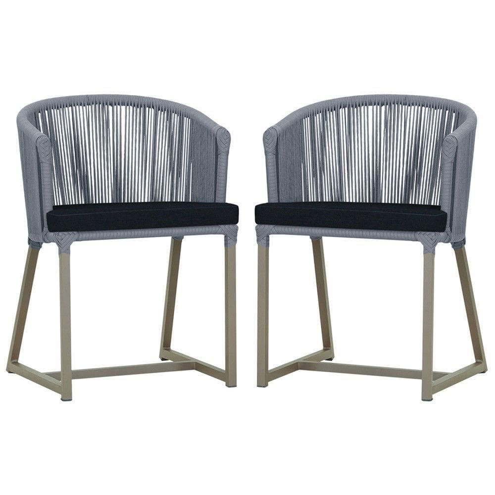 2 Cadeiras De Jantar Noronha Fendi Corda Náutica E12 Trama Prata