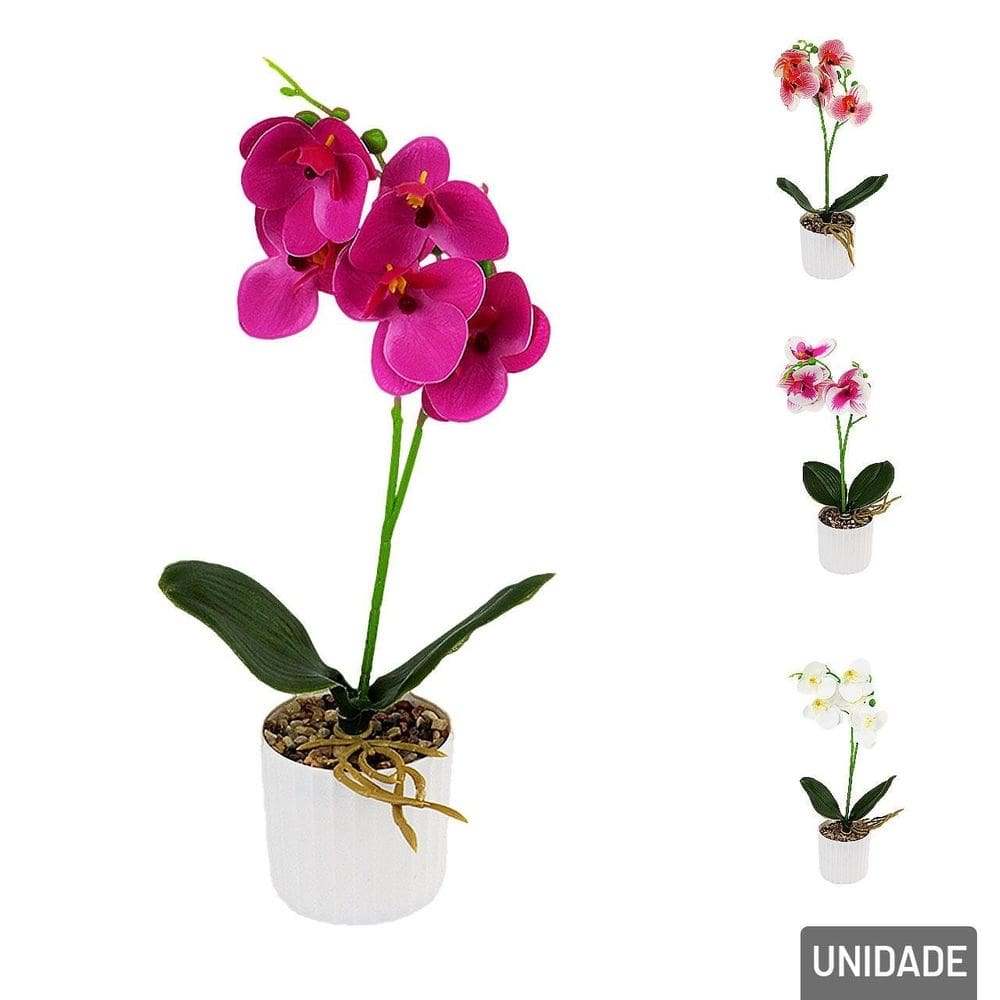 Vaso Decorativo de Plástico 30cm com Flores Color - Tudo em Caixa
