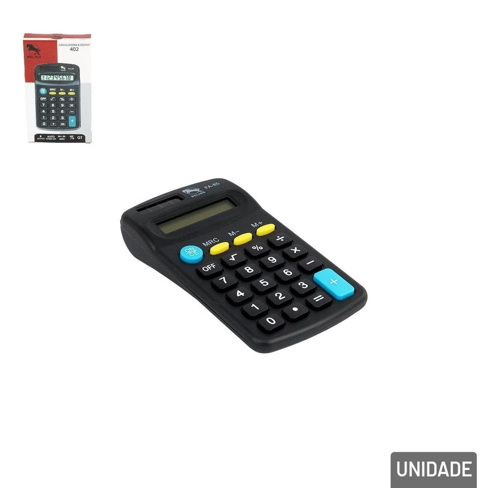 Calculadora de Bolso 8 Dígitos Preta - Tudo em Caixa