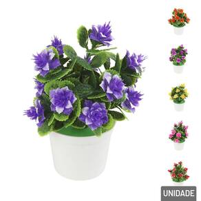 Vaso Decorativo de Plástico 15cm com Planta Color - Tudo em Caixa