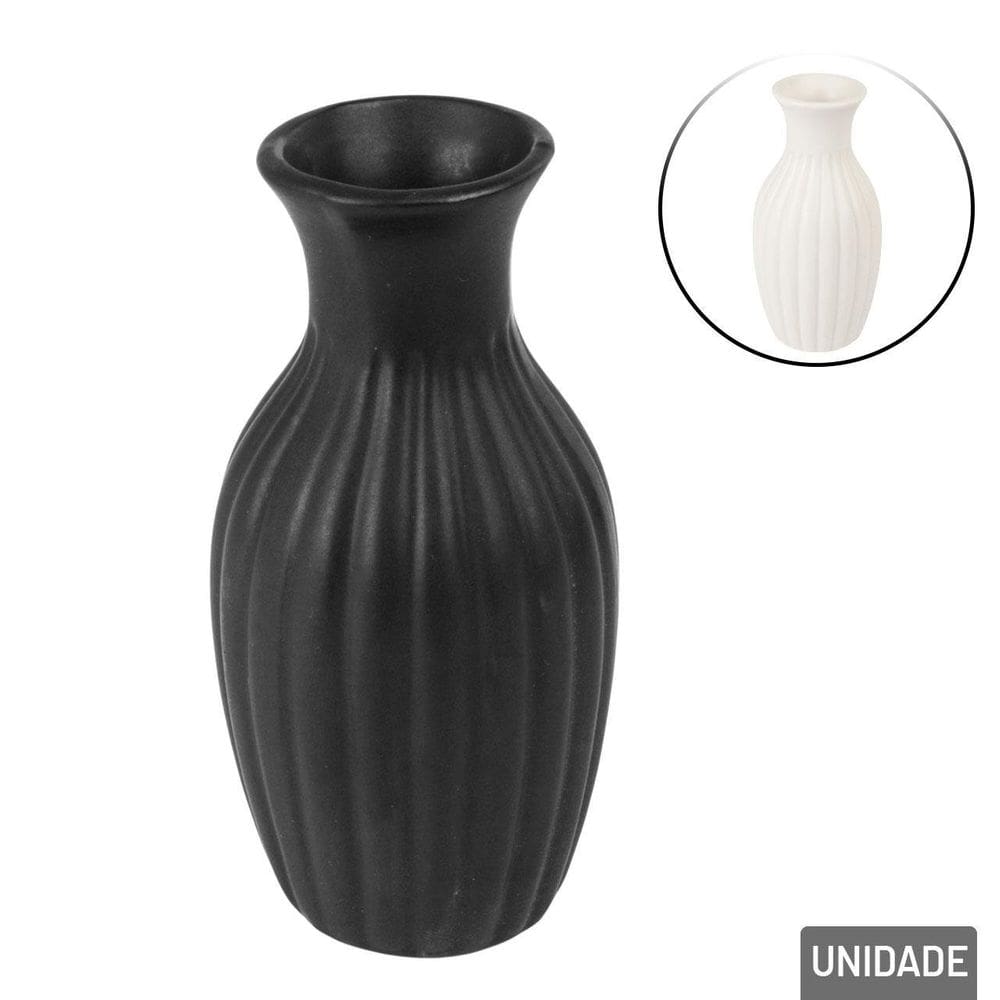Vaso Decorativo de Cerâmica 12cm Canelado Color - Tudo em Caixa