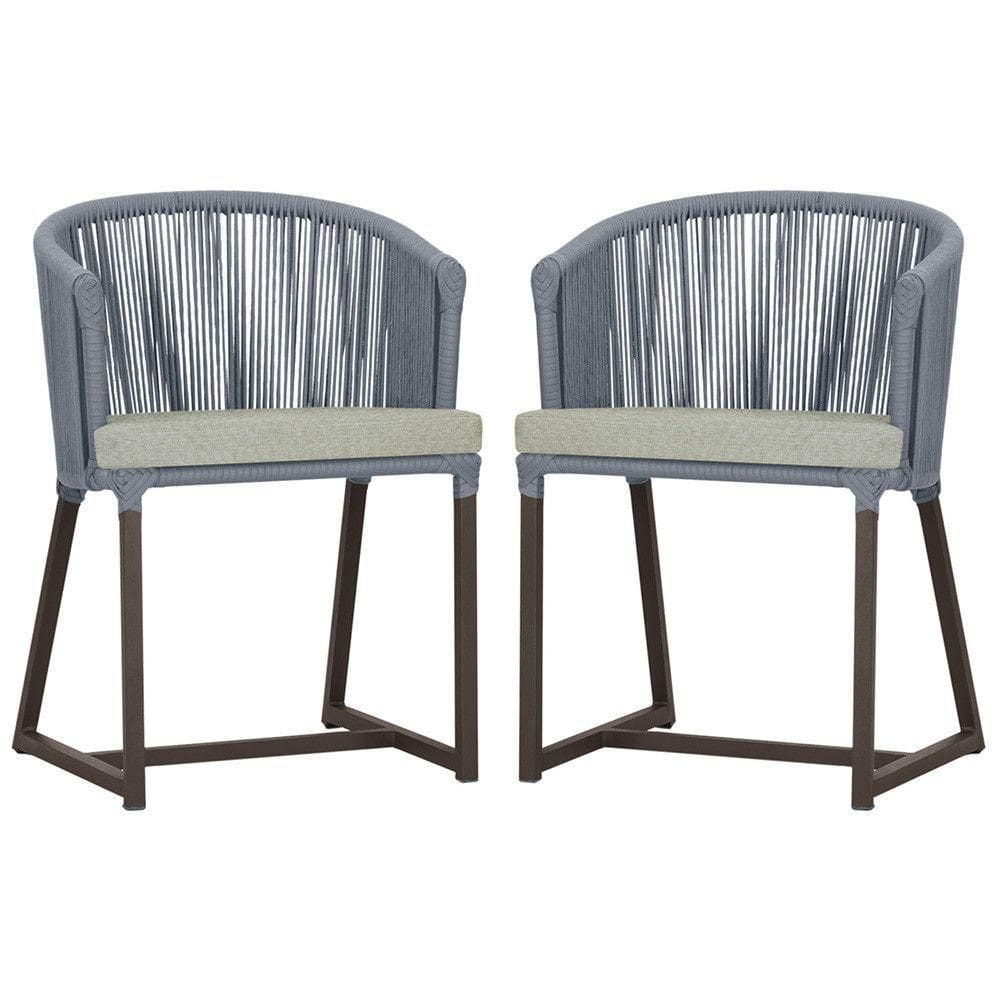 2 Cadeiras De Jantar Noronha Marrom Corda Náutica E3 Trama Prata