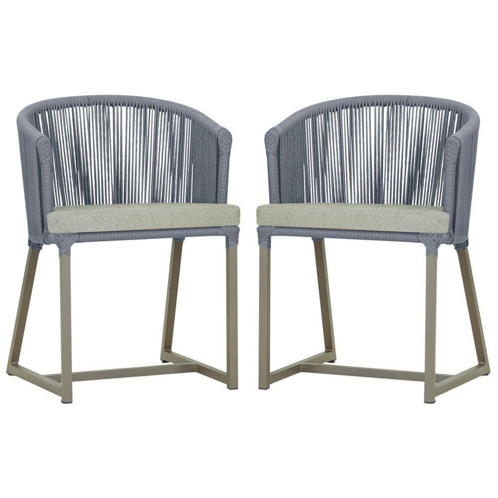 2 Cadeiras De Jantar Noronha Fendi Corda Náutica E3 Trama Prata