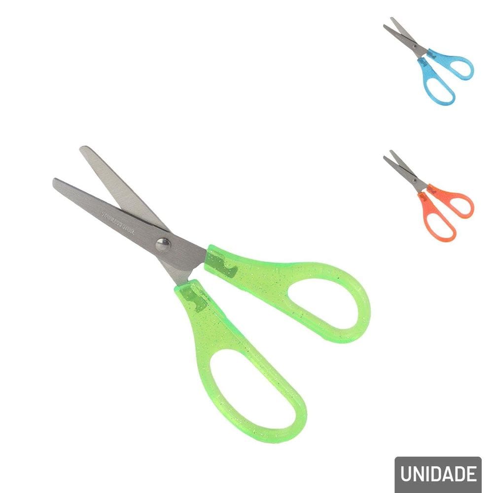 Tesoura de Plástico 12,5cm Escolar Glitter Colors - Tudo em Caixa