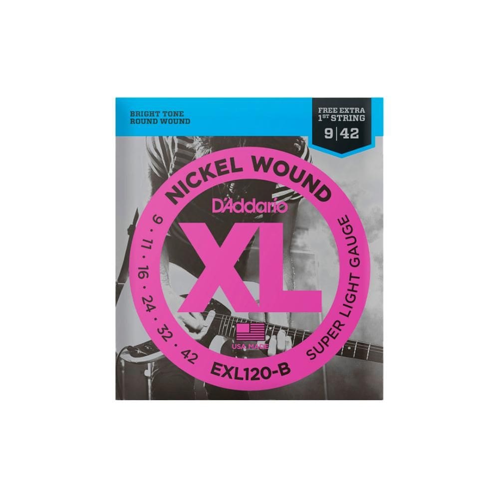 Cordas Para Guitarra D Addario Xl Nickel Wound Exl120-b .009-.042 Com Corda Extra Pl009 [F108]