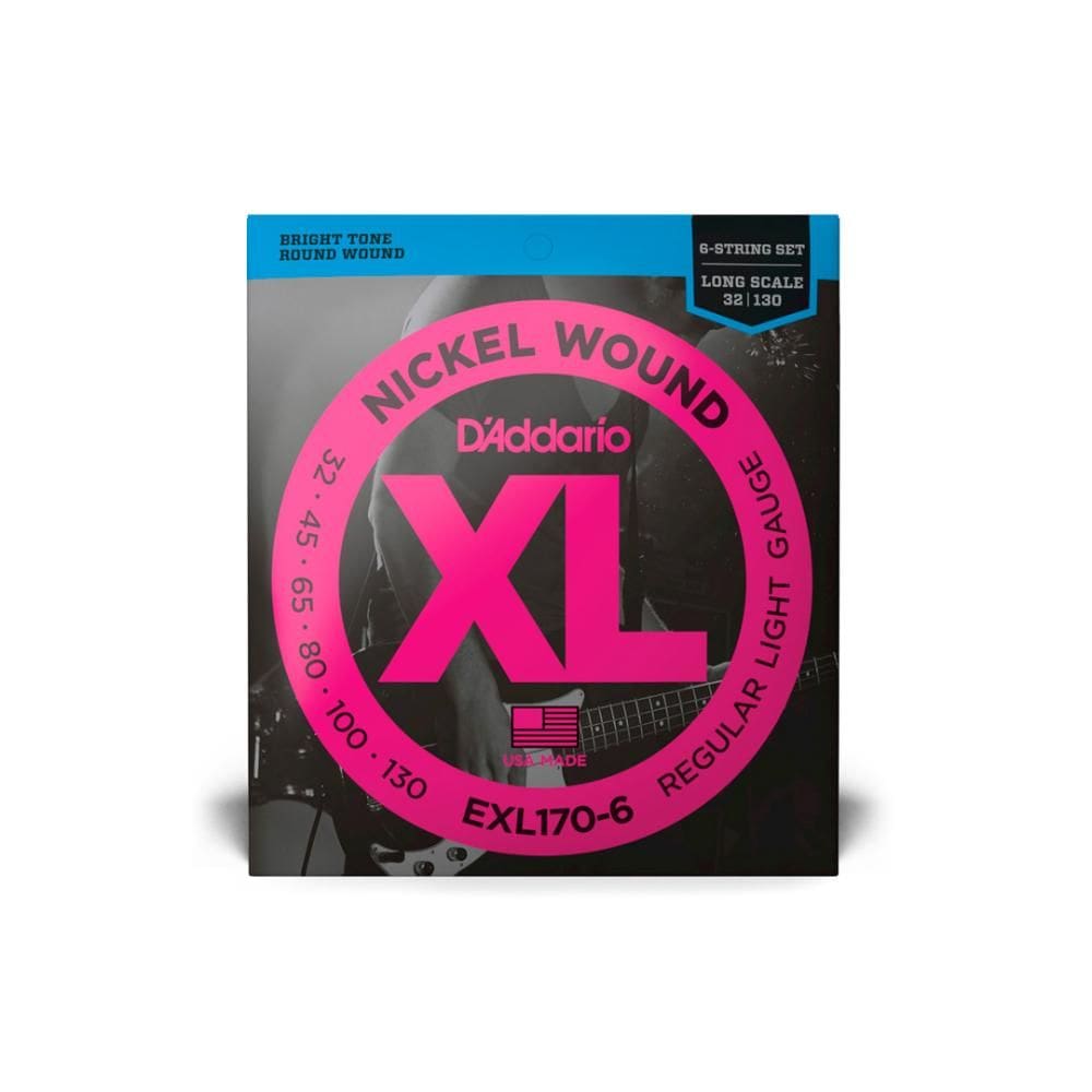 Encordoamento Para Baixo D Addario Xl Nickel Wound Exl170-6 6 Cordas Escala Longa .032-.130 [F108]