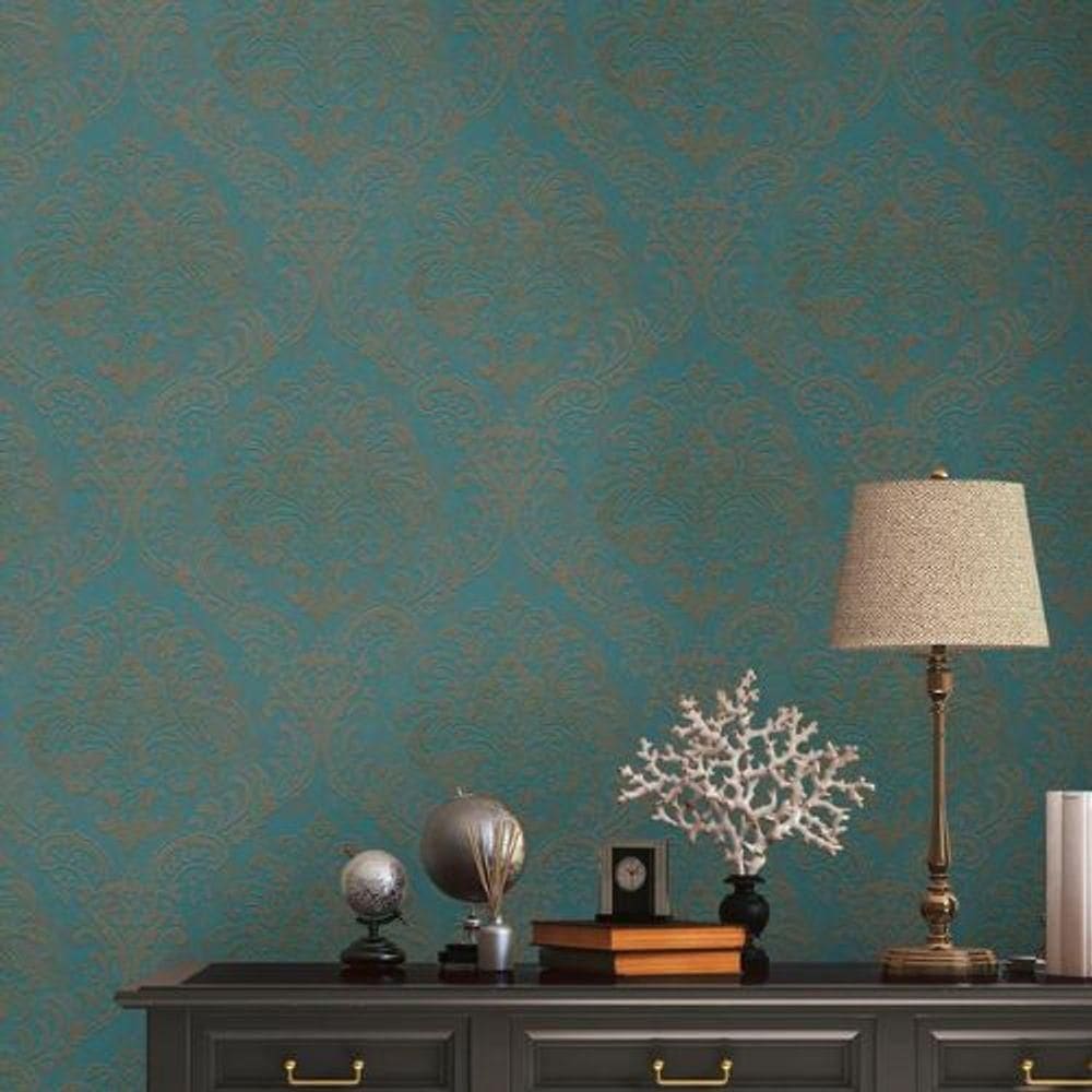 Papel De Parede Metropolitan Stories 3 Arabesco Azul 391124ms