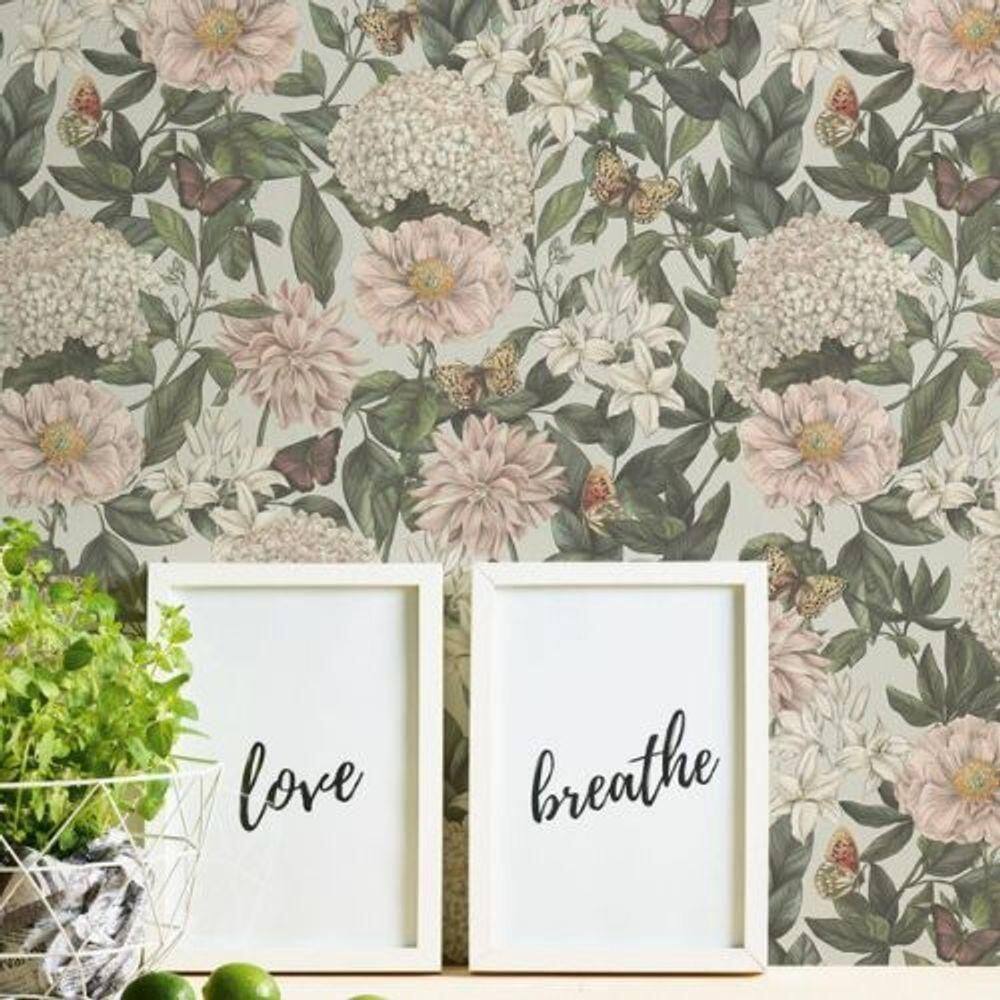 Papel De Parede Famous Garden Floral Verde 394264