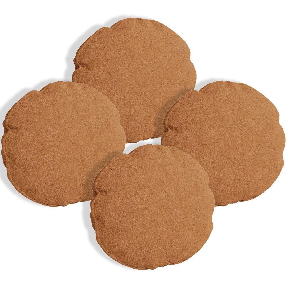 Kit 4 Capas Para Almofada Redonda Veludo 40x40cm - 7 Decor Terracota