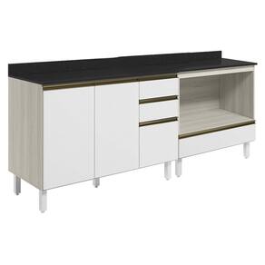 Balcao com Tampo e Balcao Forno MDF Kali Bianco Toq Branco Uv Nicioli