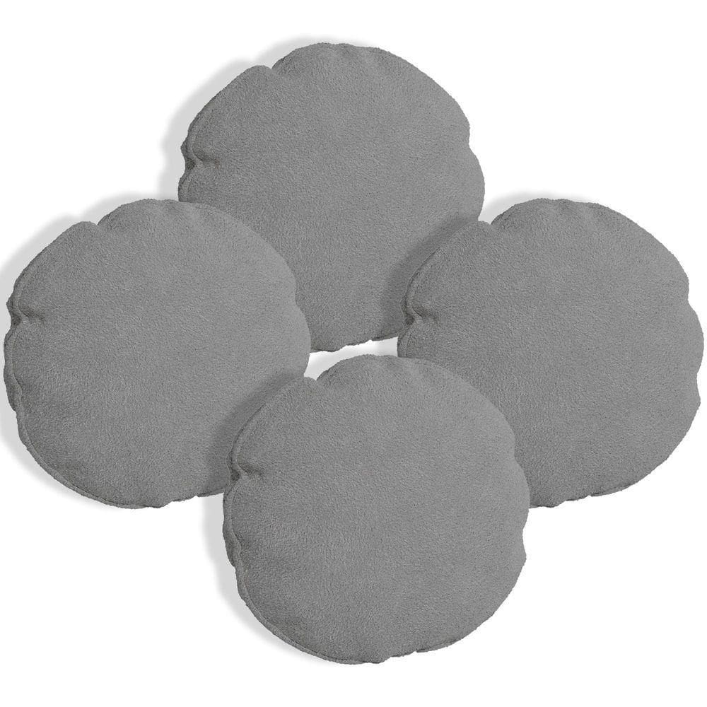 Kit 4 Capas Para Almofada Redonda Boucle 40x40cm - 7 Decor Cinza Escuro