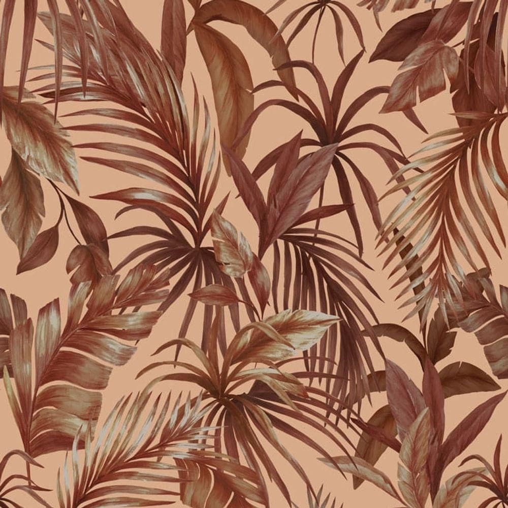 Papel De Parede Botânica Hf Folhagem Laranja 81543