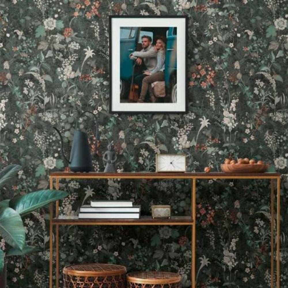 Papel De Parede Antigua Floral Verde 388254ag