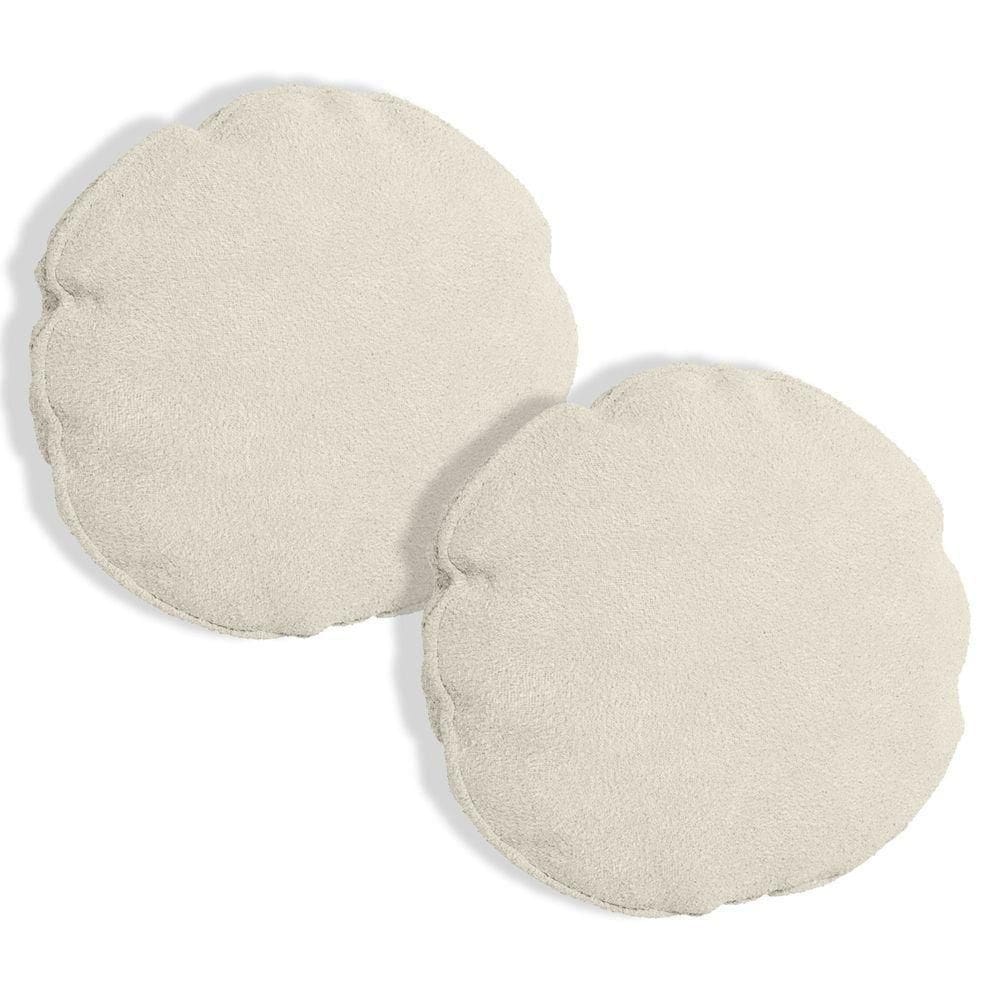 Kit 2 Capas Para Almofada Redonda Veludo 50x50cm - 7 Decor Bege