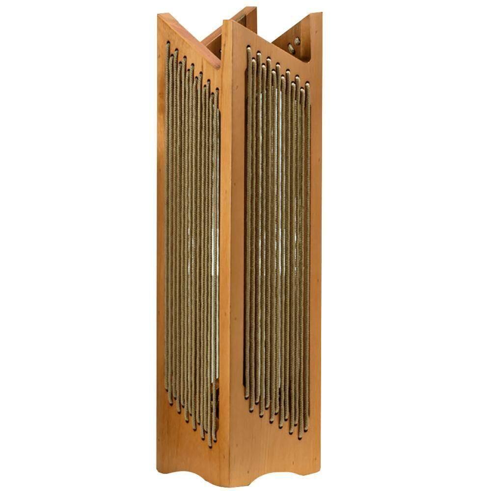 Luminária Kandal Ozki 55 Cm (altura) Madeira Eucalipto Cedro Corda Redonda Prata