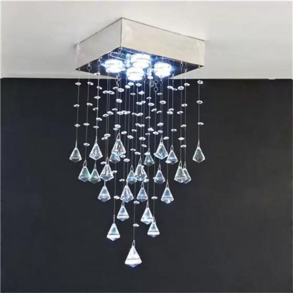 Lustre Para Sala, Quarto, Cozinha, Em Cristal K9 Base 20x20 30cm