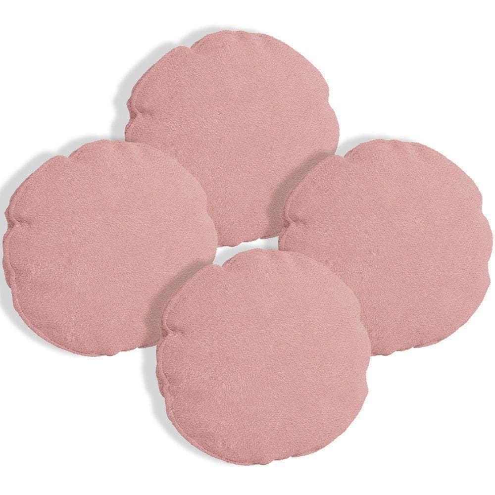 Kit 4 Capas Para Almofada Redonda Veludo 40x40cm - 7 Decor Rosa