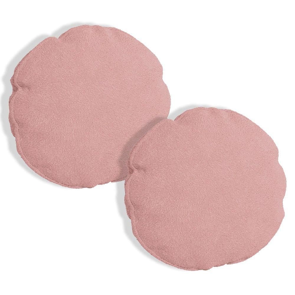 Kit 2 Capas Para Almofada Redonda Veludo 50x50cm - 7 Decor Rosa