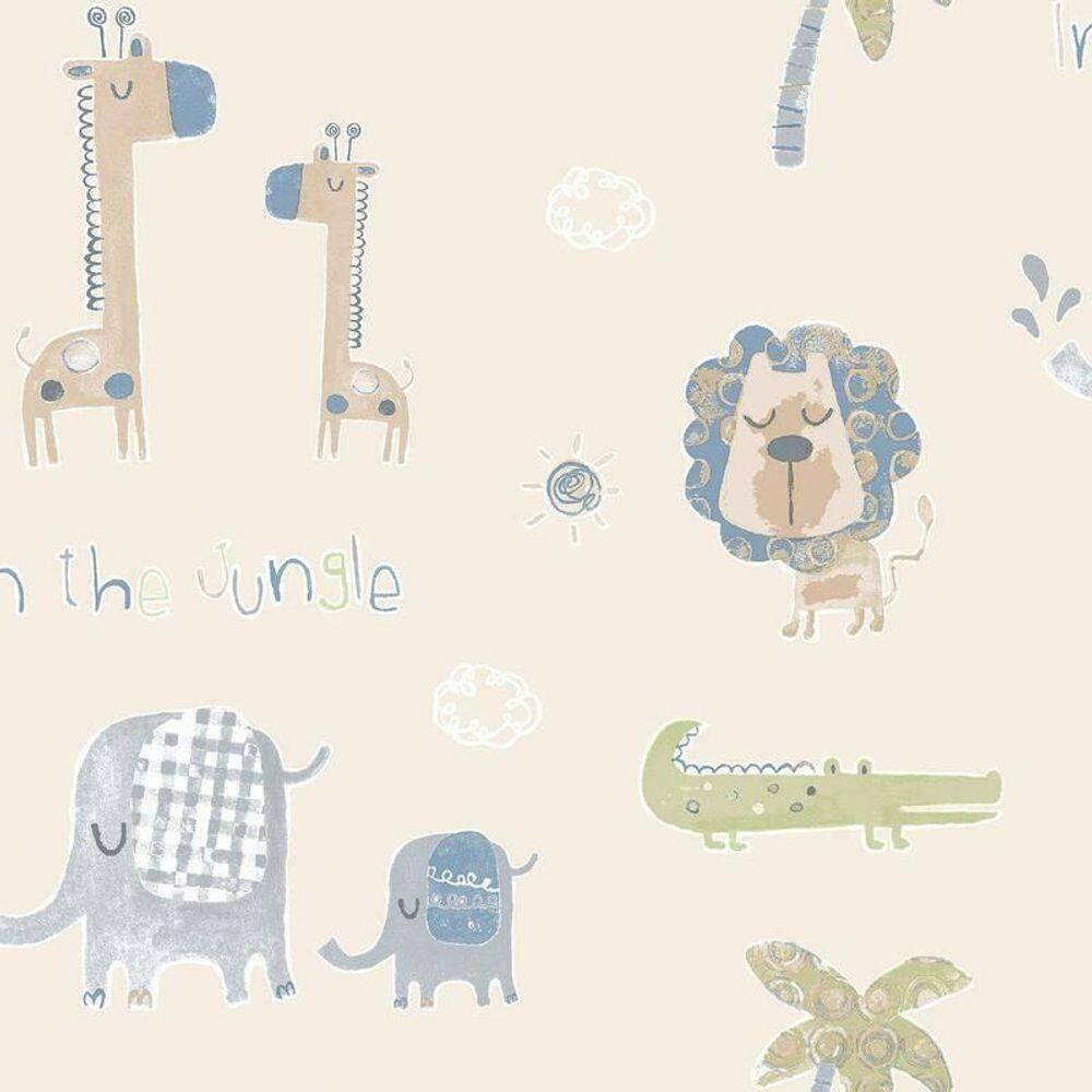 Papel De Parede Amigos Da Selva - G78378 Bege E Verde Tiny Tots 2 - G78378