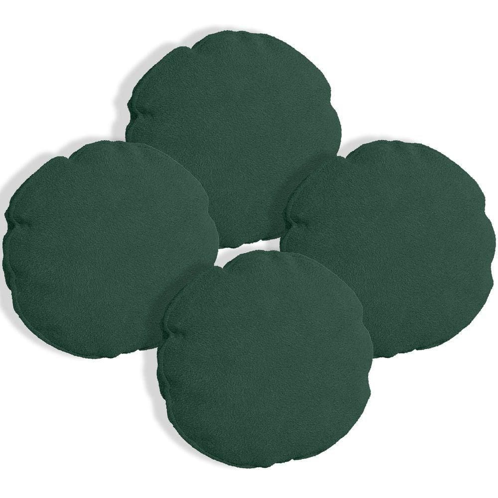 Kit 4 Capas Para Almofada Redonda Boucle 50x50cm - 7 Decor Verde Escuro