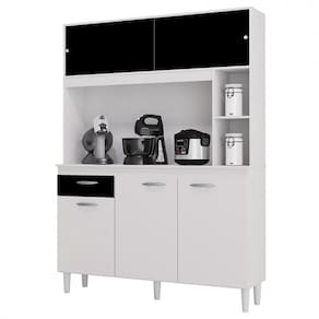 Cozinha Compacta Duda Em Mdp 5 Portas 1 Gaveta Poquema Branco Preto