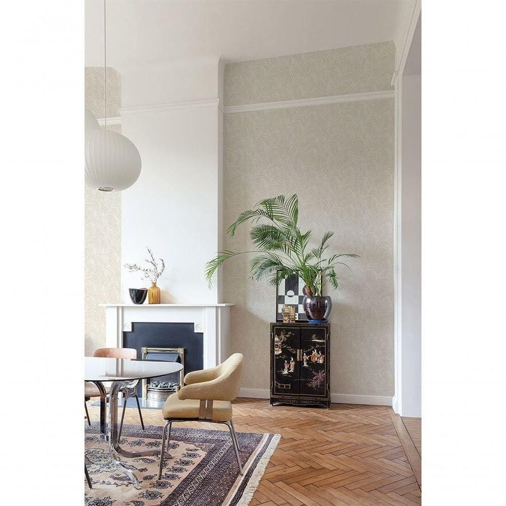 Papel De Parede Maison Folhagem Bege Mn2001