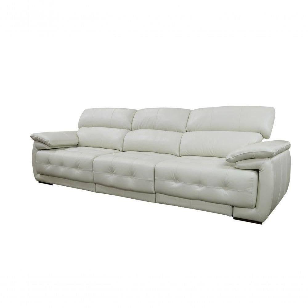Sofá Retrátil E Reclinável De Couro Filipinas (3 Módulos) 3,60 M Off White - Mempra Design