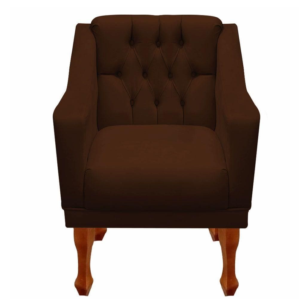 Poltrona Decorativa Resistente Recepção Grécia Dritex Suede Marrom